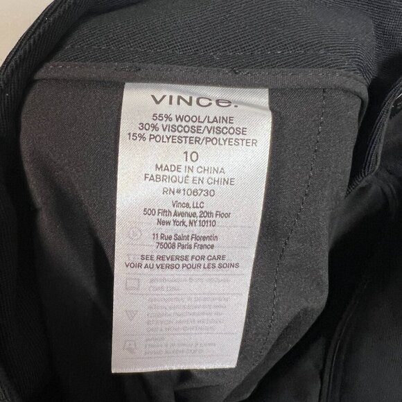 Vince Wide Leg Cropped Pants Size 10 Black Wool Blend Career Work Office - Picture 11 of 12